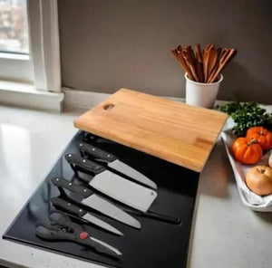 ChopMate Wooden Chopping Board With 5-Pcs Knife Set