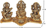 Aaradhya Design Gold Plated Lakshmi Ganesh Saraswati Idol with Deepak Showpiece
