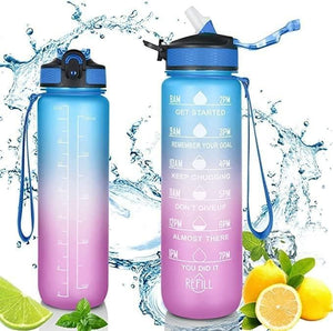 FlexiBelt Unbreakable Water Bottle for Home with Motivational Time Marker