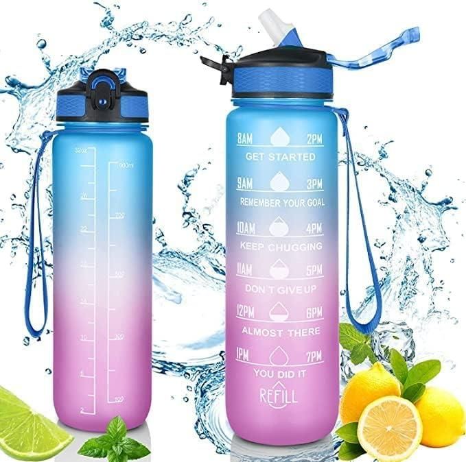 FlexiBelt Unbreakable Water Bottle for Home with Motivational Time Marker