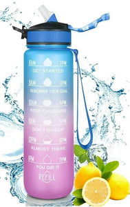 FlexiBelt Unbreakable Water Bottle for Home with Motivational Time Marker