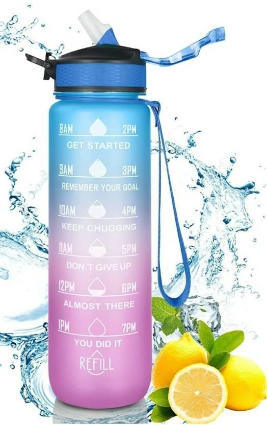 FlexiBelt Unbreakable Water Bottle for Home with Motivational Time Marker